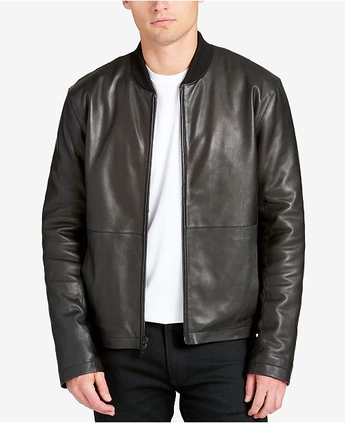 DKNY Men's Leather Bomber Jacket & Reviews - Coats & Jackets - Men - Macy's