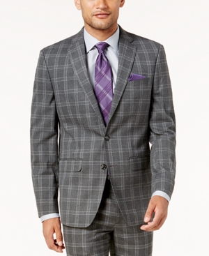 UPC 627729254035 product image for Sean John Men's Slim-Fit Gray Windowpane Suit Jacket | upcitemdb.com