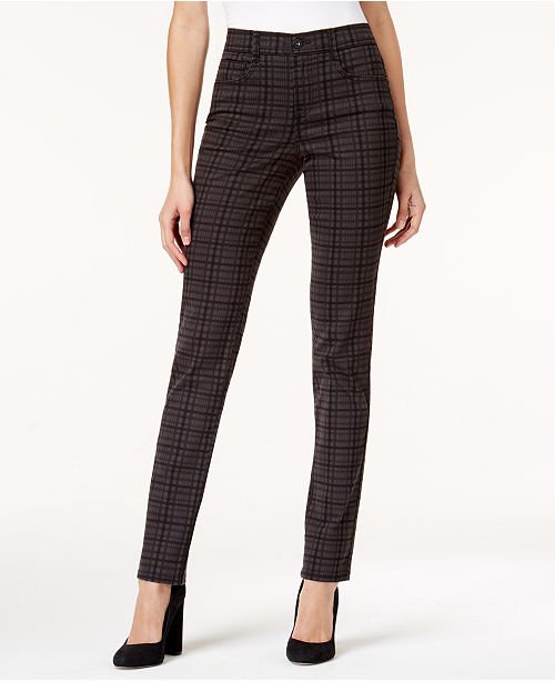 Style & Co Petite Tummy-Control Plaid Slim-Leg Jeans, Created for Macy&#39;s & Reviews - Jeans ...