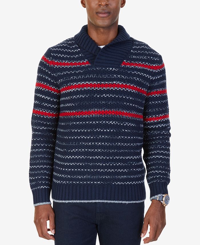 Nautica Men's Stripe Shawl-Collar Sweater - Macy's