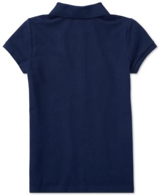 Girls 7-16 Stretch Cotton Mesh Polo Shirt