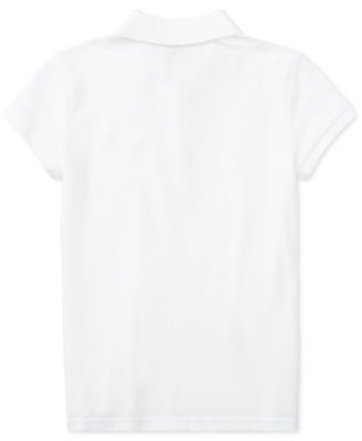 Girls 7-16 Stretch Cotton Mesh Polo Shirt