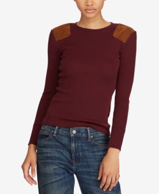 Polo Ralph Lauren - Suede-Trim Jersey Top