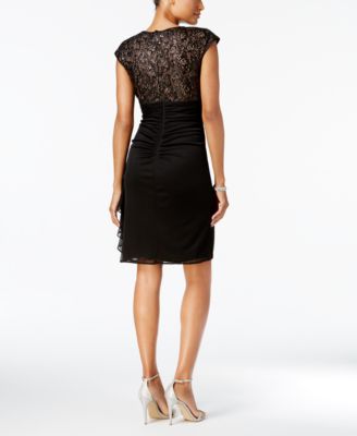 Betsy & Adam Petite Ruffled Illusion A-Line Dress - Macy's