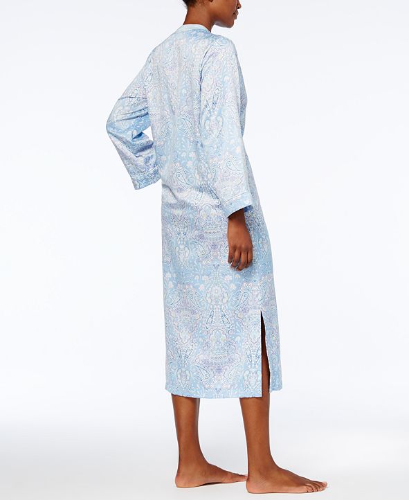 Miss Elaine Paisley BrushedBack Satin ZipFront Long Robe & Reviews