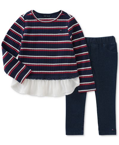 Tommy Hilfiger Striped Ruffle Tunic & Leggings Set, Toddler Girls (2T-5T) & Little Girls (4-6X)
