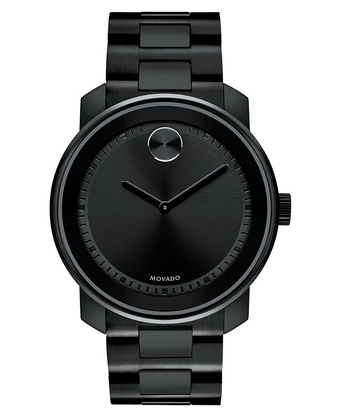 Movado Men's Swiss BOLD Black Stainless Steel Bracelet Watch 43mm - Macy's