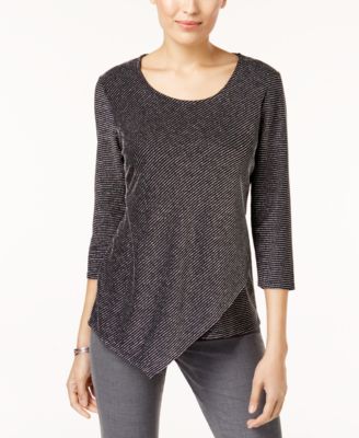 JM Collection - Petite Asymmetrical-Hem Top
