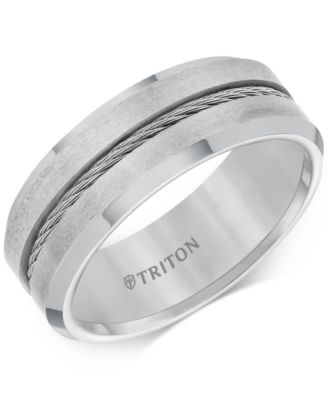 Triton - Men's Cable Detail Comfort Fit Band in Tungsten Carbide