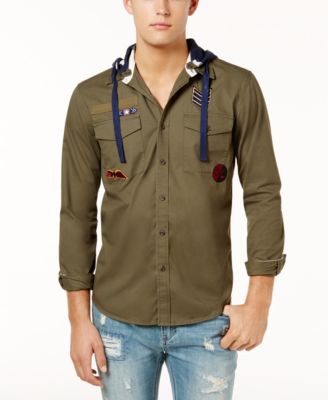 mens casual hooded shirts