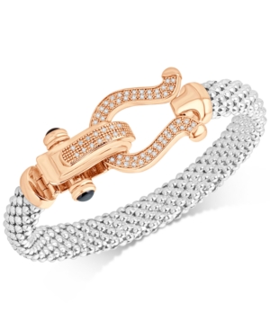Macy's Diamond Horseshoe Clasp Mesh Bracelet (5/8 Ct. T.w.) In 14k Gold-plated Sterling Silver Or 14k Rose In Rose Gold Over Sterling Silver