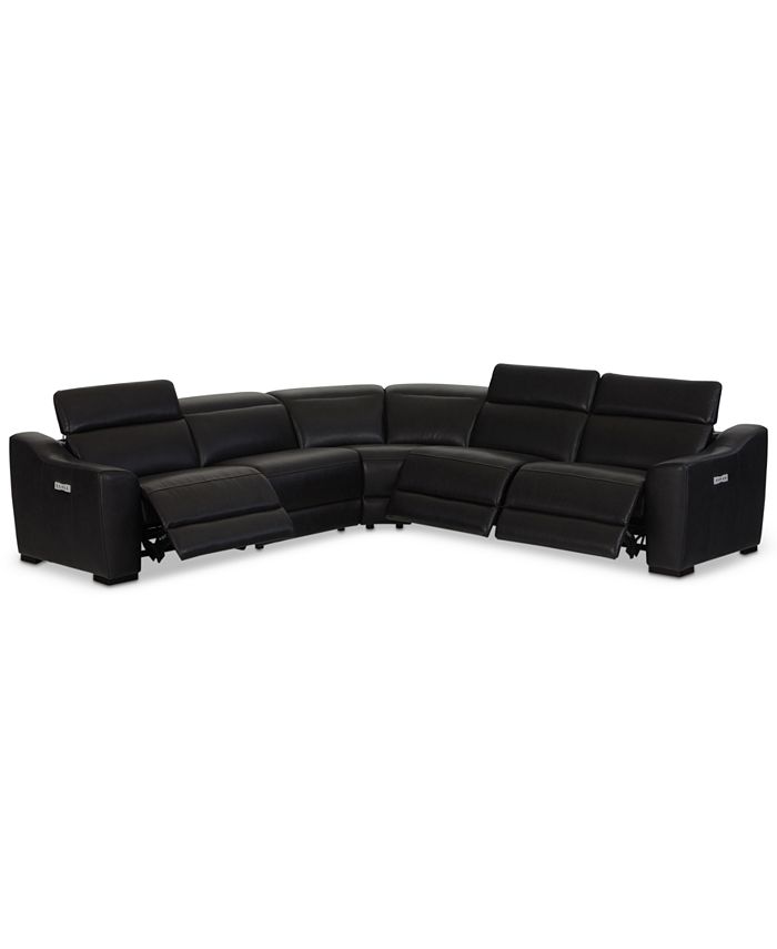 Furniture CLOSEOUT! Anniston 5Pc. Leather Sectional with 3 Power