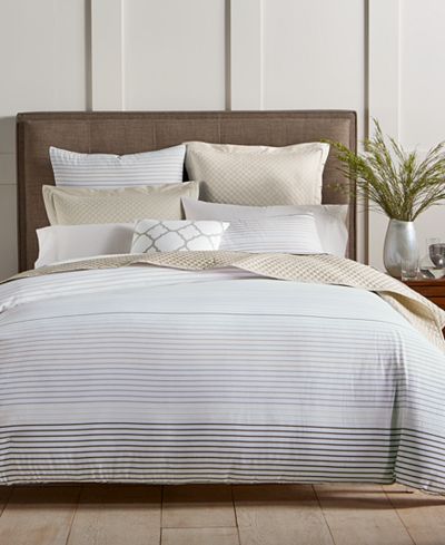 Charter Club Damask Designs Woven Stripe Taupe 300-Thread Count Bedding Collection, Created for Macy's