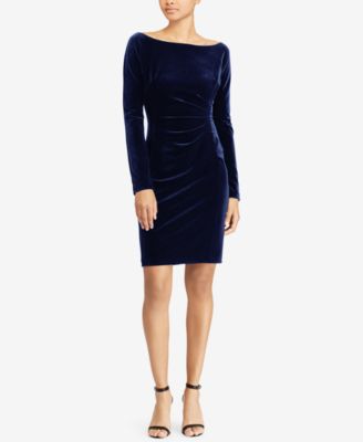 ralph lauren blue velvet dress