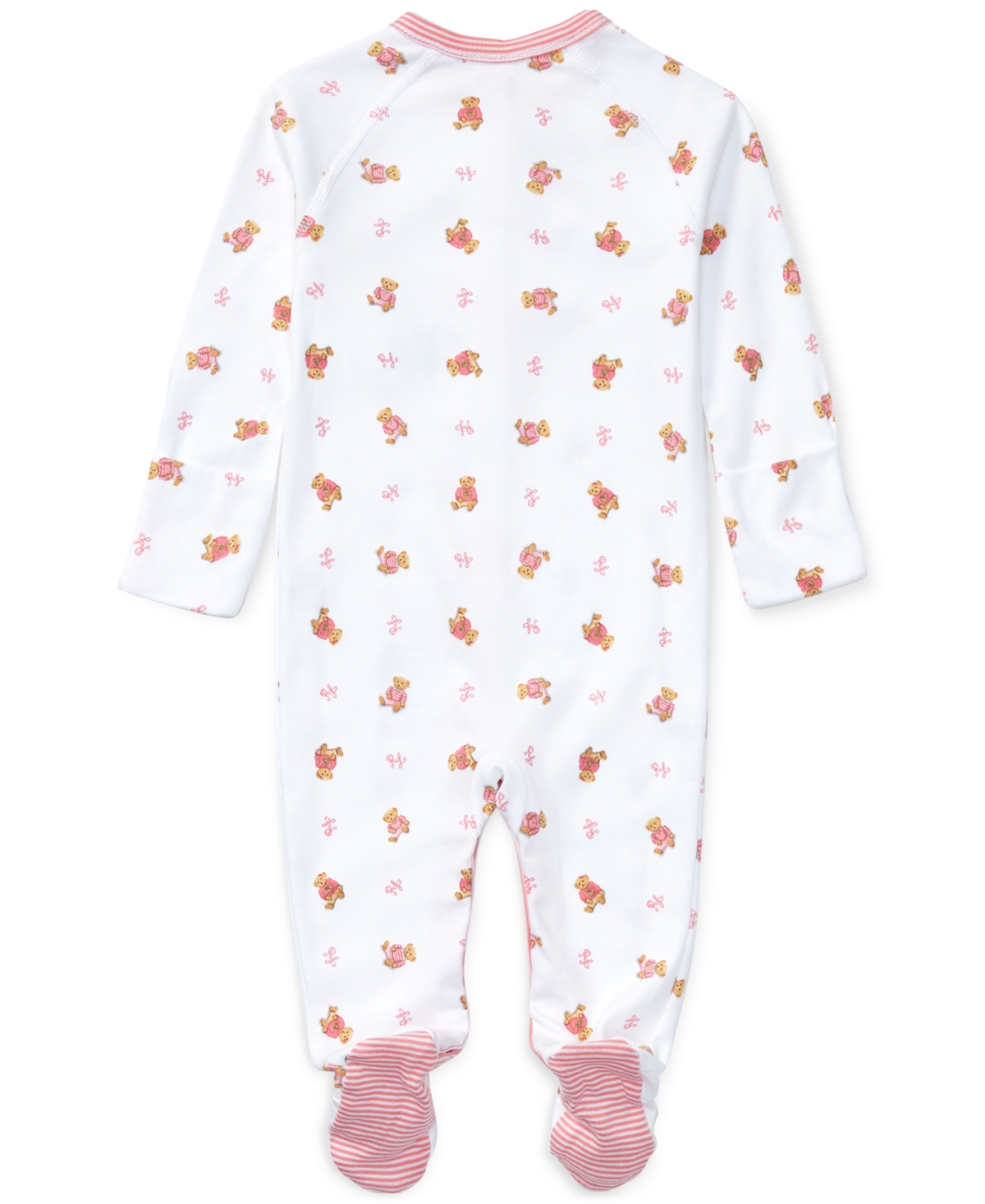 Polo Ralph Lauren Baby Girls Polo Bear Cotton Coverall In Paisley Pink