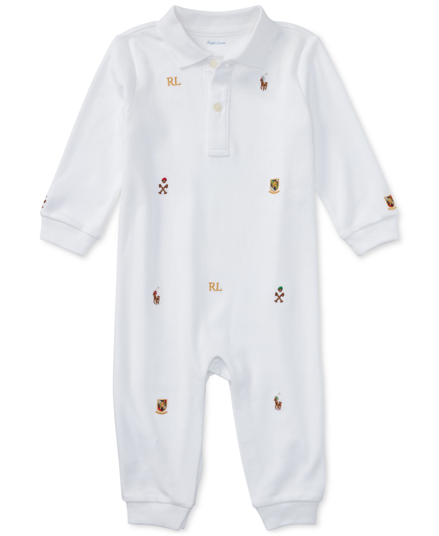 Baby Boys Embroidered Polo Cotton Coverall