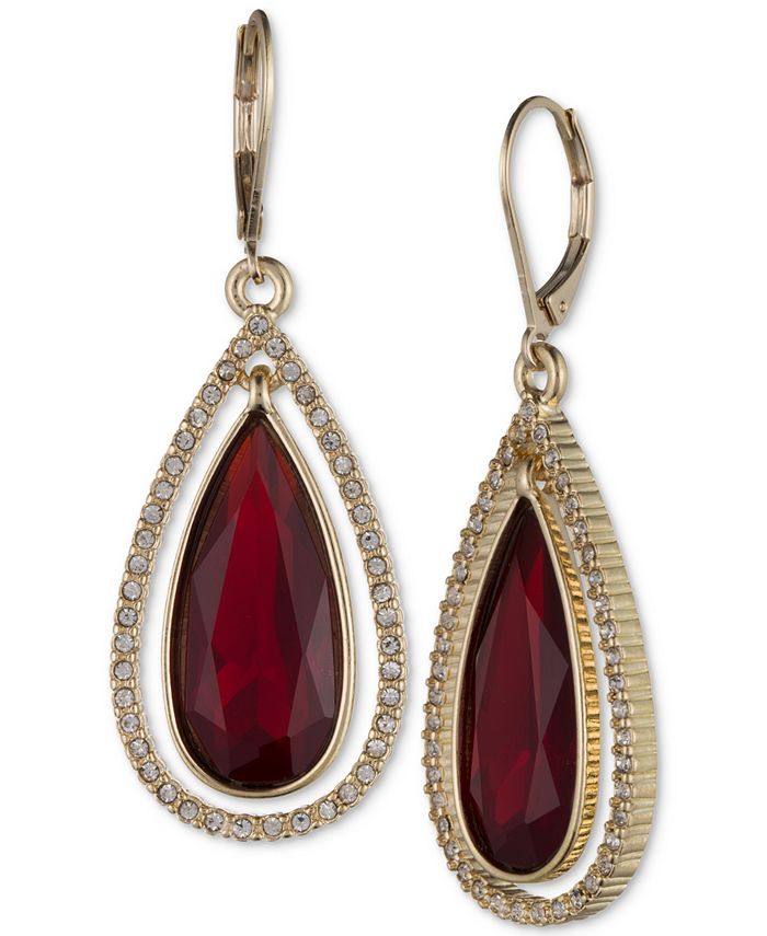 Red stone drop earrings sale
