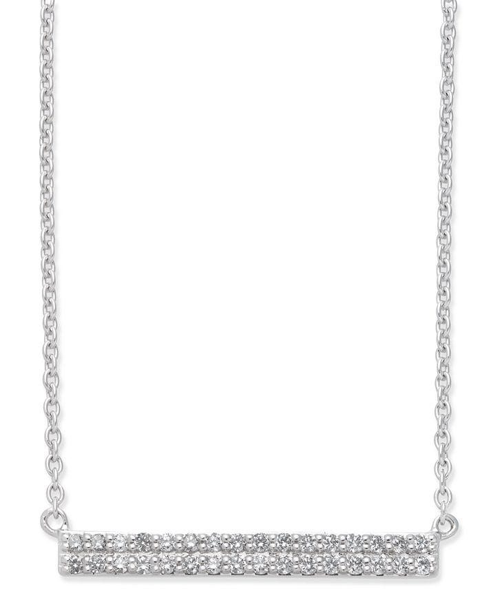 Macy's Diamond Horizontal Bar Pendant Necklace (1/5 ct. t.w.) in 14k