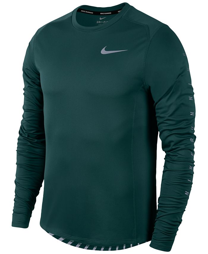 Nike Men's Dry Flash Miler Long-Sleeve Running T-Shirt & Reviews - T ...