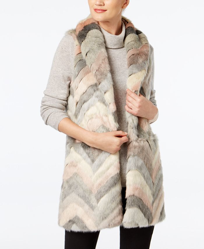 Steve Madden Chevron Patchwork Faux Fur Vest Macy s