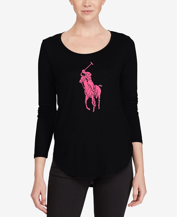 Polo Ralph Lauren Pink Pony Long-Sleeve Jersey T-Shirt - Macy's