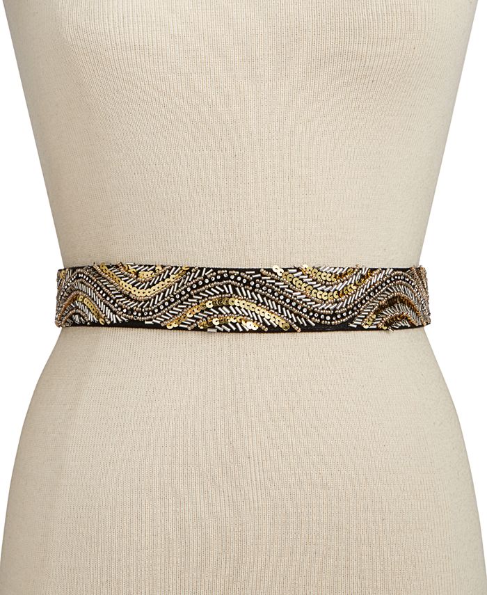 Beaded stretch belt top