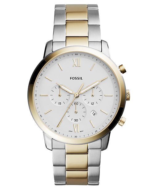 Fossil Men's Chronograph Neutra Two-Tone Stainless Steel Bracelet Watch ...