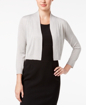 Calvin Klein Three-Quarter-Sleeve Glitter Shrug Cardigan