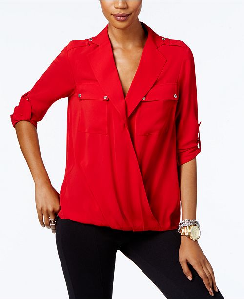 Michael Kors Petite Draped Surplice Top Reviews Tops Petites