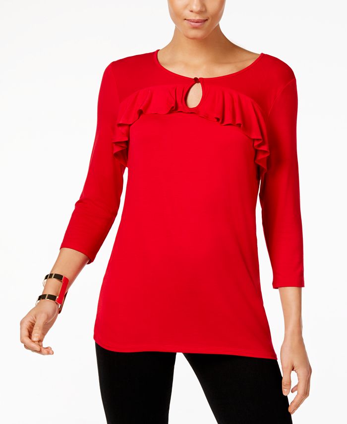 NY Collection Ruffled Keyhole Top Macy's