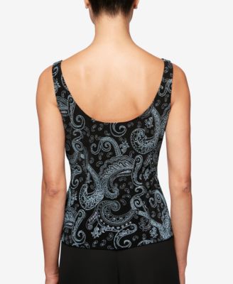 Alex Evenings Glitter Paisley-Print Jacket & Shell