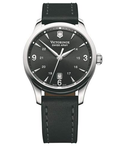 Victorinox Swiss Army Watch, Men's Alliance Black Leather Strap 241474