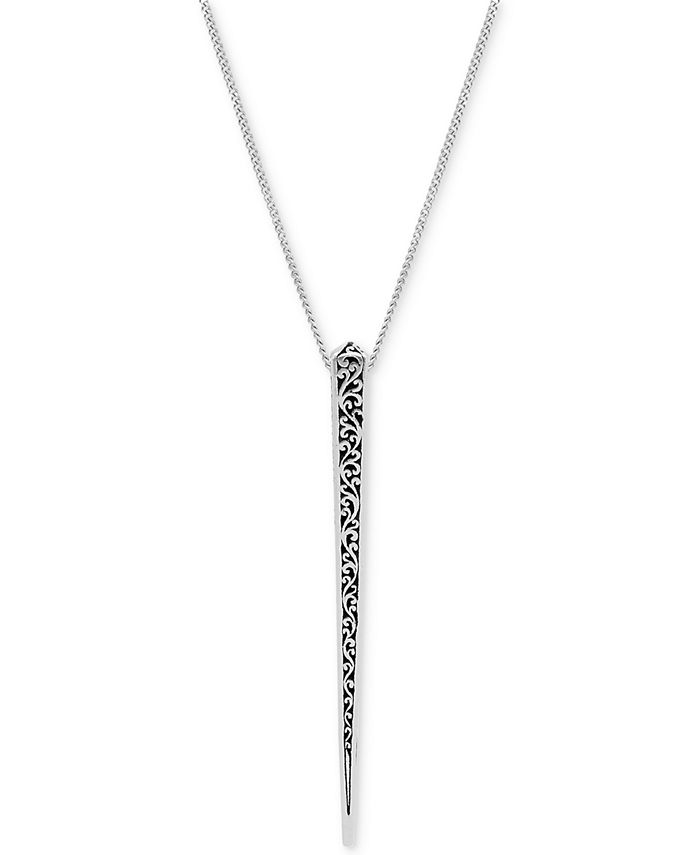 Lois Hill Filigree Long Stick Pendant Necklace in Sterling Silver