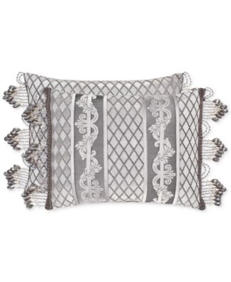 J Queen New York - Bel Air Tufted-Chenille Silver 15" x 21" Boudoir Decorative Pillow