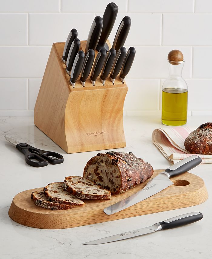 Chicago Cutlery Essentials 15 Piece Stainless Steel Kitchen Knife Set with  Block