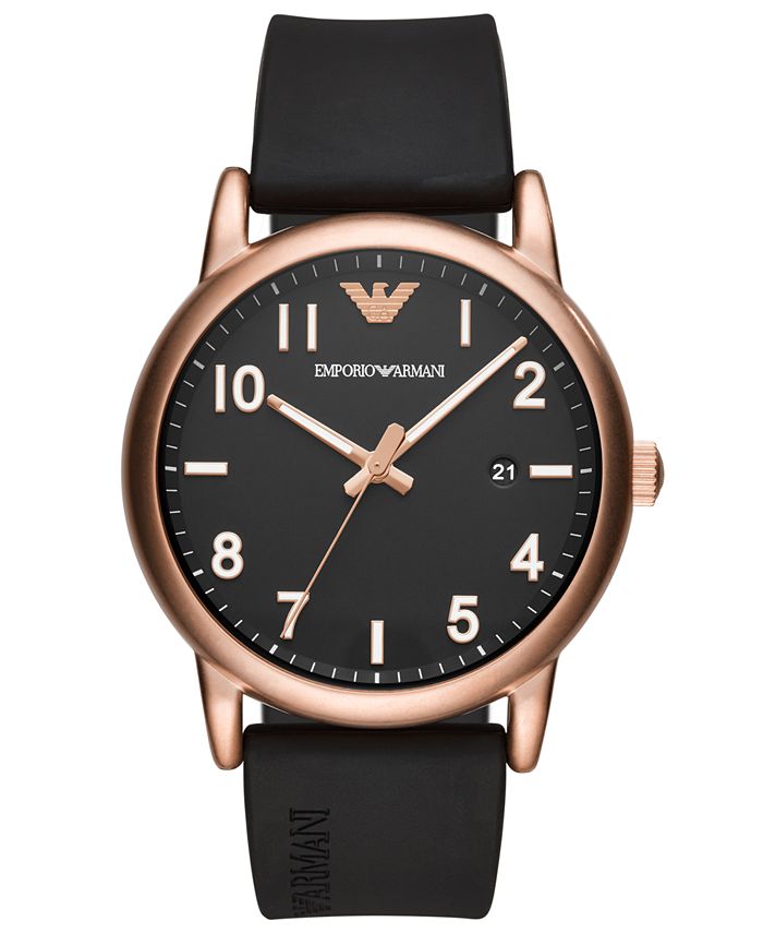 Emporio Armani Sport Quartz Black Dial Black Rubber Strap Watch For Men - AR11101
