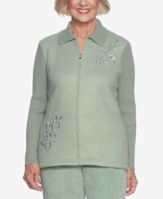 Alfred Dunner - Petite Winter Garden Embroidered Fleece Jacket