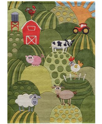 Momeni - Area Rug, Lil Mo Whimsy LMJ11 Grass 5' 0" x 5' 0" Round