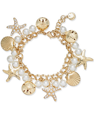 Charter Club Gold-Tone Imitation Pearl Sea Motif Bracelet, Created for ...