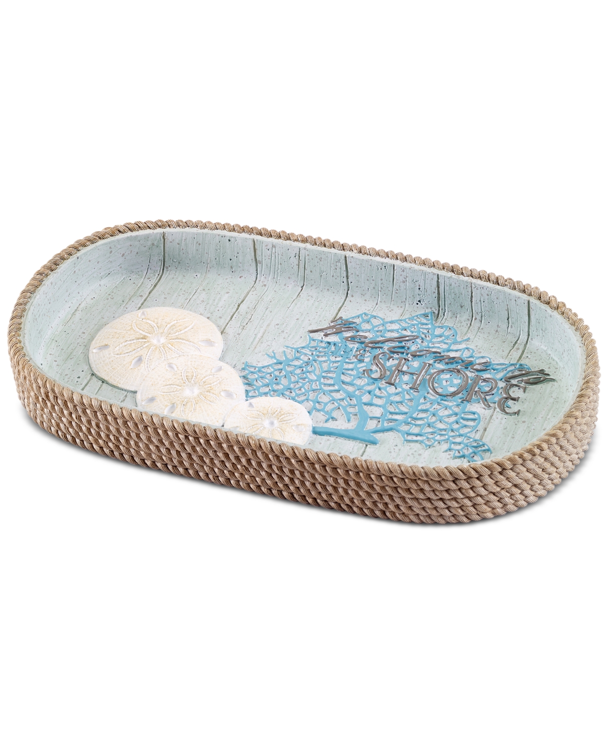 Beachcomber Seashells Resin Bathroom Tray - Seafoam