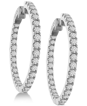 image of Diamond In and Out Hoop Earrings (3 ct. t.w.) in 14k White Gold