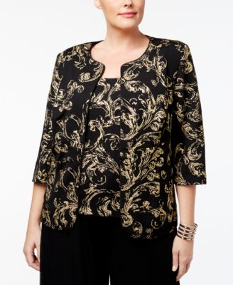 Alex Evenings - Plus Size Scroll-Print Jacket & Shell