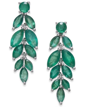 image of Emerald Vine-Inspired Drop Earrings (5-1/4 ct. t.w.) in Sterling Silver