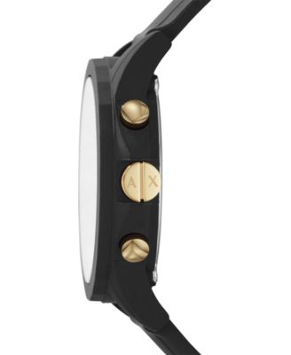 Men's Chronograph  Black Silicone Strap Watch 45mm Gift Set