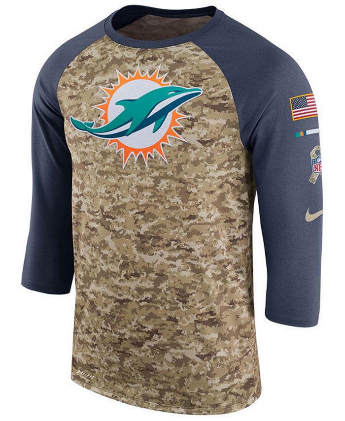 Nike Men's Miami Dolphins Salute To Service Raglan T-Shirt - Macy's