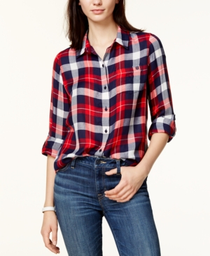 image of Tommy Hilfiger Plaid Utility Shirt, Created for Macy-s