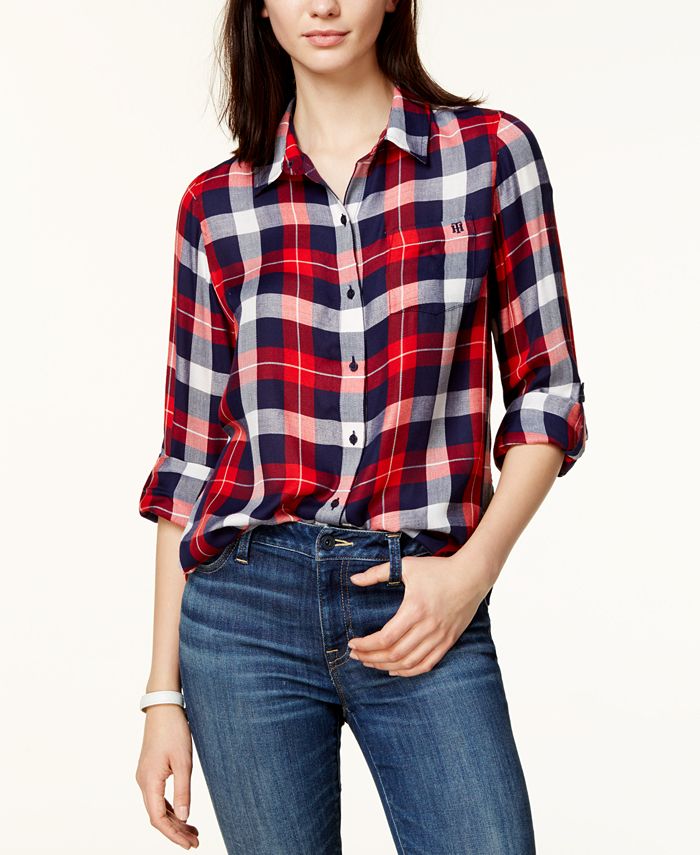 Tommy Hilfiger Plaid Utility Shirt, Created for Macy's - Macy's