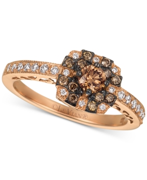 image of Le Vian Chocolatier Diamond Halo Ring (1/2 ct. t.w.) in 14k Rose Gold