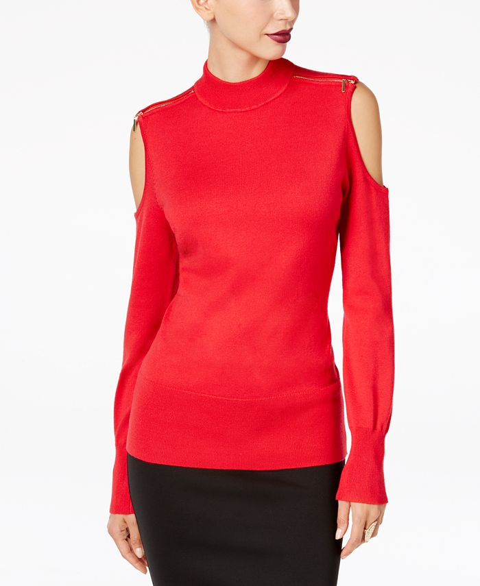 Thalia Sodi Cold-Shoulder Sweater Zipper Detail, Created for Macy's ...