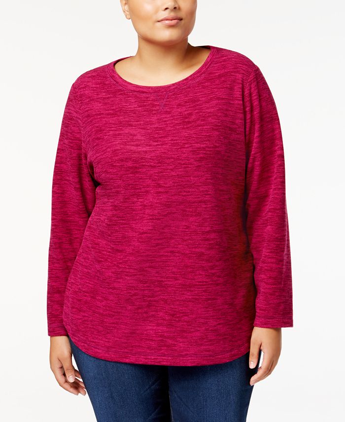 Karen Scott Plus Size Marled-Knit Sweatshirt, Created for Macy's ...